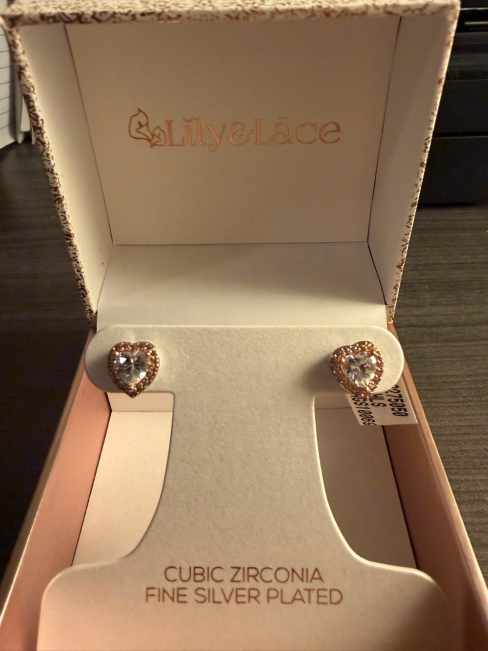 Rose Gold Heart Cubic Zirconia Stud Earrings